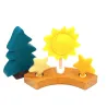 Felt sun motif plugs birthday ring, felt sun ornaments toddler waldorf