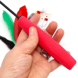 Telescopic cat toy, stockings for cats, Christmas feahter cat toy