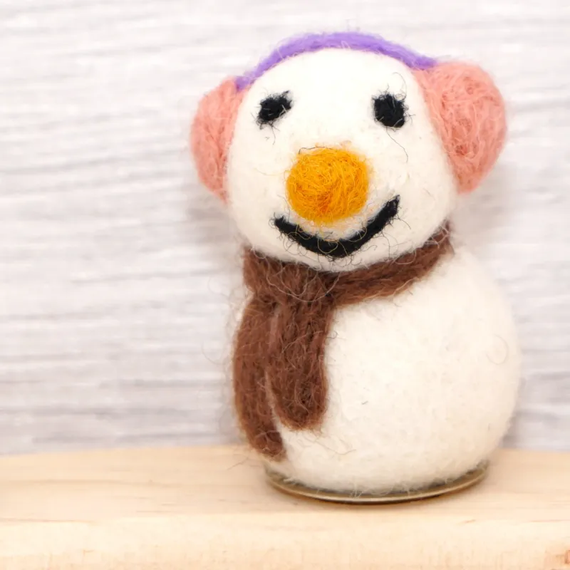 Felt wool snowmen mini, felted snowman, Christmas ornaments