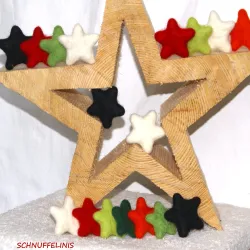 felted star ornaments, felt stars, star colorful, star wool felted