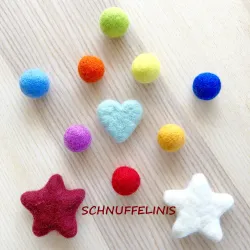 felted star ornaments, felt stars, star colorful, star wool felted