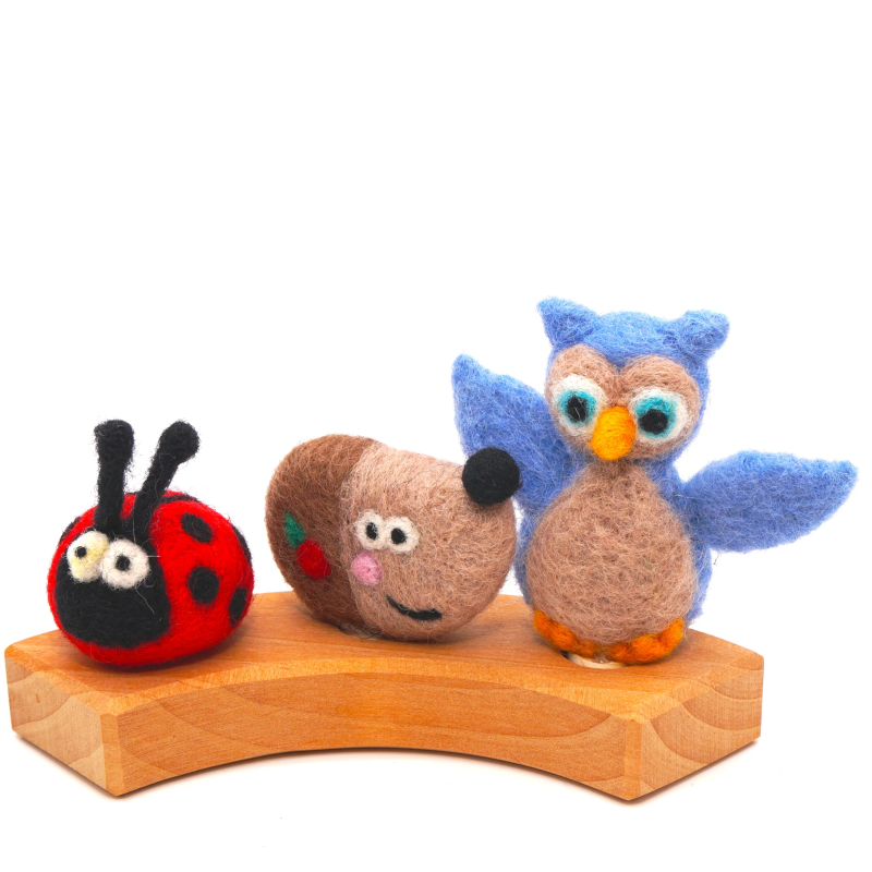 Ladybug hedgehog owl felt autumn ring plug sets