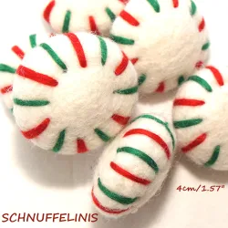 Wool felt candy, felt candy Christmas, peppermint patties, cats toy