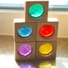 Jeu de briques à facettes Waldorf, briques en bois couleur Montessori