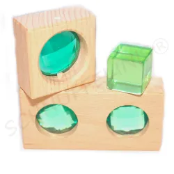 Jeu de briques à facettes Waldorf, briques en bois couleur Montessori