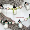 Filzkugeln Kette mit lustigen Schneemännern,  Filzkugeln weihnachtlich