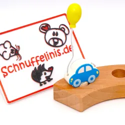 Motivstecker Auto, Holzstecker Auto mit Luftballon Jahresringstecker