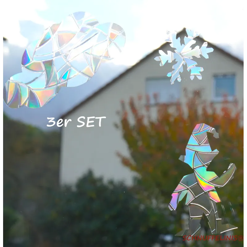 Winter set rainbow suncatcher, snowflake elf cloud suncatcher rainbow