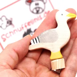 Birthday wooden ring, wood animal set, Birthday plug Seagull bird