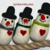 christmas ornaments, Snowman with heart and scarf, Christmas felt snow