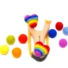 Wooden slingshot rainbow felt balls set, stockings kids rainbow set