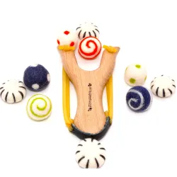 Wooden slingshot candy felt balls set, stockings kids candy set