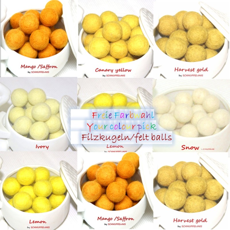 Filzkugeln 3 Größen Gelb