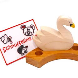 Jahresring Holzstecker Schwan, Motiv Stecker Geburtstag Schwan Vogel