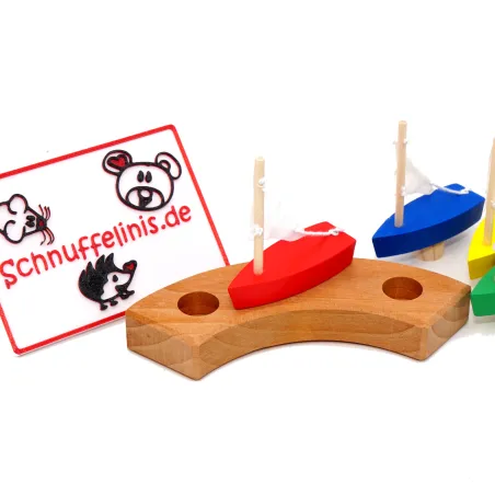 Motivstecker Boot Holzstecker, Segelboot Holz Jahresring Kinder