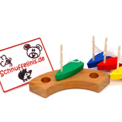 Motivstecker Boot Holzstecker, Segelboot Holz Jahresring Kinder