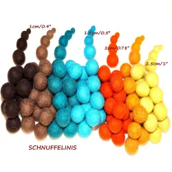 Felt balls nature mix, felt wool bright leaves colour mix pompoms