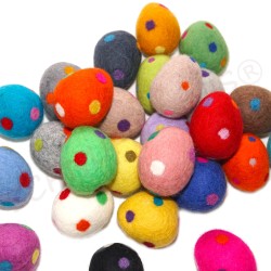 Felt eggs 13 polka dots 6cm/2,36" XXL