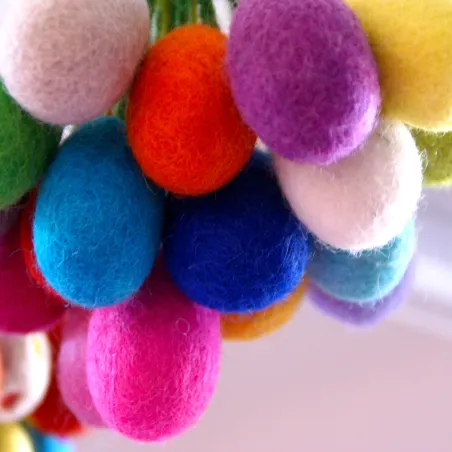 felt balls eggs, bright color egg, felted easter eggs, felt balls