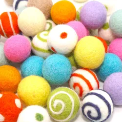 spring Easter felt balls, handmade felt balls, ornaments summer colour