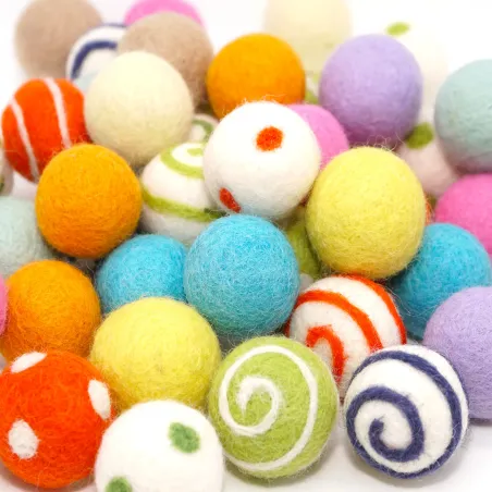 spring Easter felt balls, handmade felt balls, ornaments summer colour