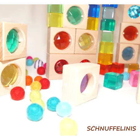 Montessori facet bricks, light building blocks 5 colors kaleidoscopes