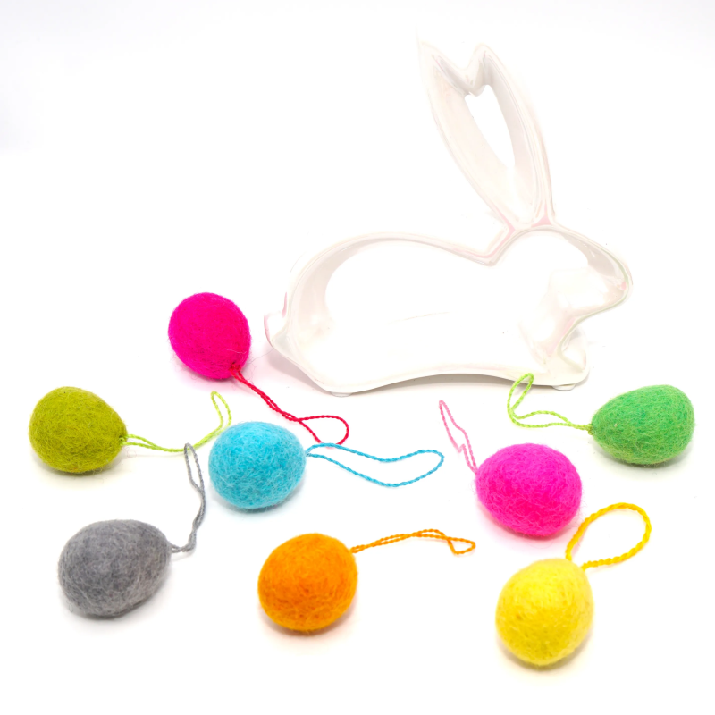 Felt eggs 1"with hanger SET11