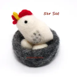 Ostern Motivstecker Schneehuhn Huhn Eier im Nest, Filzstecker Huhn Eier