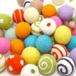 felt balls happy mix, different sizes felt balls, Baby mobile idea