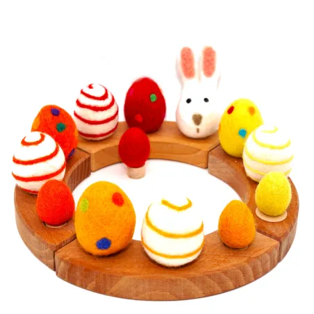 Lapin de Pâques, rouge orange jaune Oeufs pâques d'anniversaire feutre