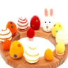 Lapin de Pâques, rouge orange jaune Oeufs pâques d'anniversaire feutre