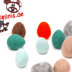 Oeufs de Pâques 12pcs. 2,5cm, œufs de Pâques multicolores laine feutré