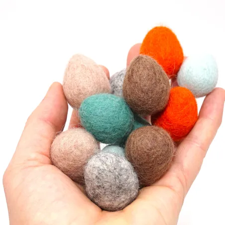 felt balls eggs, Easter eggs 12pcs. 2,5cm 1", easter nesting spring