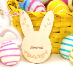 Wooden bunny name tag, Easter bunny gift tags with name