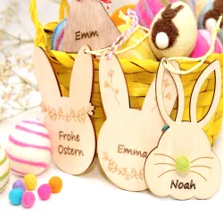 Wooden bunny name tag, Easter bunny gift tags with name