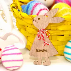 Wooden bunny name tag, Easter bunny gift tags with name