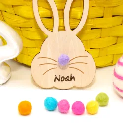 Wooden bunny name tag, Easter bunny gift tags with name