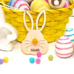 Wooden bunny name tag, Easter bunny gift tags with name