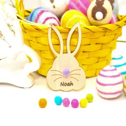 Wooden bunny name tag, Easter bunny gift tags with name