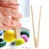 Holzzange Kinder Freispiel mit Filzkugeln, Montessori Holzpinzette