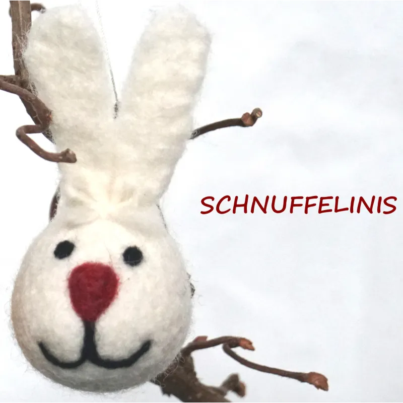 felt bunny, Easter rabbit, felt balls mobile, Easter decoration