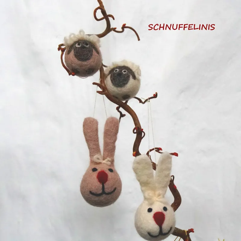 Easter or mobile decoration set, bunny, little lamb, Mobile DIY