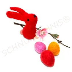 bunte Osterhasen, Hasen aus Filz, Filzeier, farbenfrohe Osterhasen