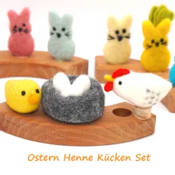 chicken hen set, Spring Easter hen chicks nest 6-piece plug set