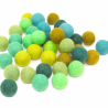 Felt balls 3 sizes mix green 50pcs.