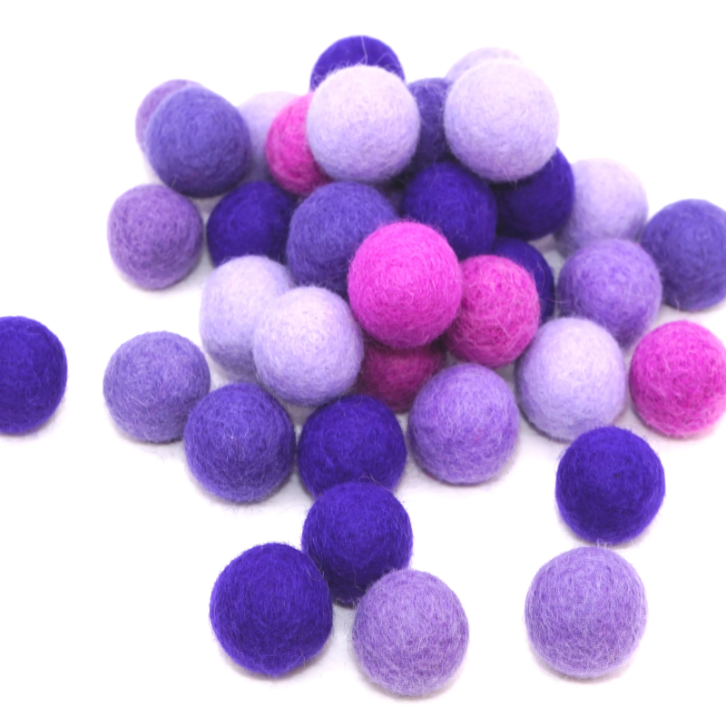 Filzkugeln lila rosa mix