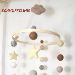 felt balls Baby mobile, sandpiper felt Baby mobile ready to gift