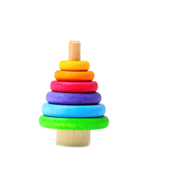 Peg tower baby rainbow wood ring plug