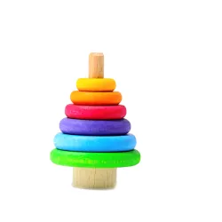 Geburtstagsringe Steckturm Regenbogen Grimms, Grimms Stecker Holzringe Steckturm