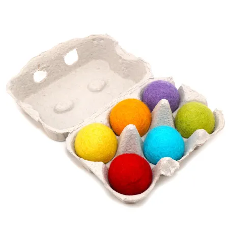 Rainbow felt balls mixed set, rainbow woll balls in box, Baby sensory gift Montessori
